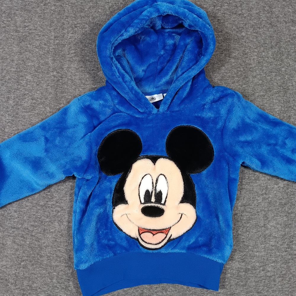 Disney Mickey Mouse Hoodie Pullover Youth XXS Blue Plush Fuzzy Character Cartoon